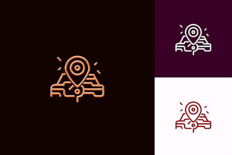PSD icône d'emplacement avec un contour d'épingle et une conception de navigation enh designs d'icônes minimalistes abstraits