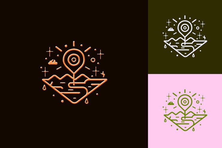 PSD icône d'emplacement avec un contour d'épingle et une conception de navigation enh designs d'icônes minimalistes abstraits