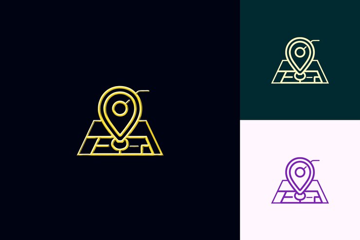 PSD icône d'emplacement avec un contour d'épingle et une conception de navigation enh designs d'icônes minimalistes abstraits