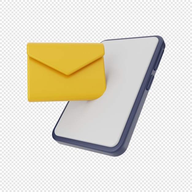 icône d'enveloppe de message électronique 3d avec smartphone