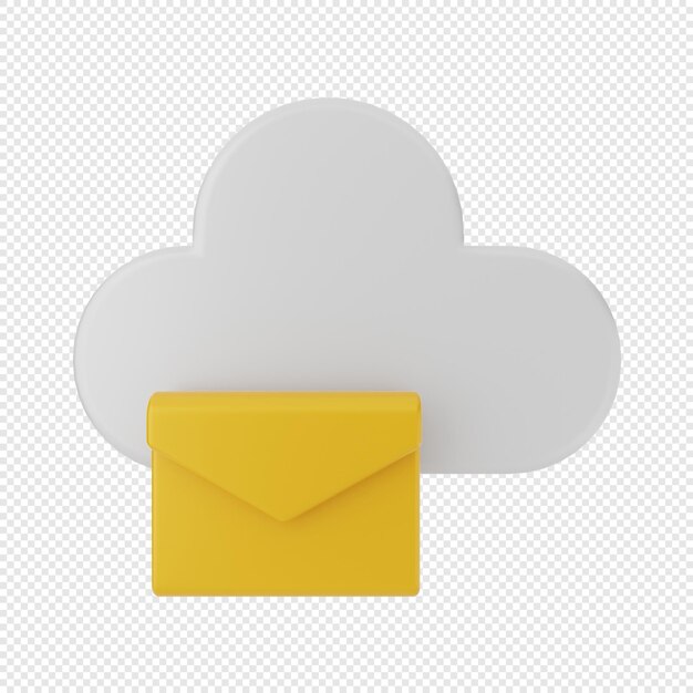 icône d'enveloppe de message électronique 3d avec système de données cloud