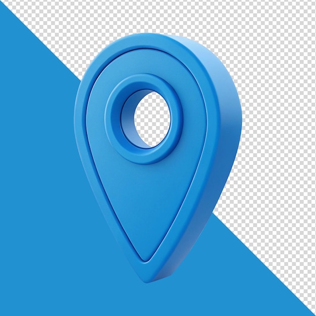 Icône d'épingle d'emplacement bleu 3D pour la navigation et la cartographie sur un fond transparent png
