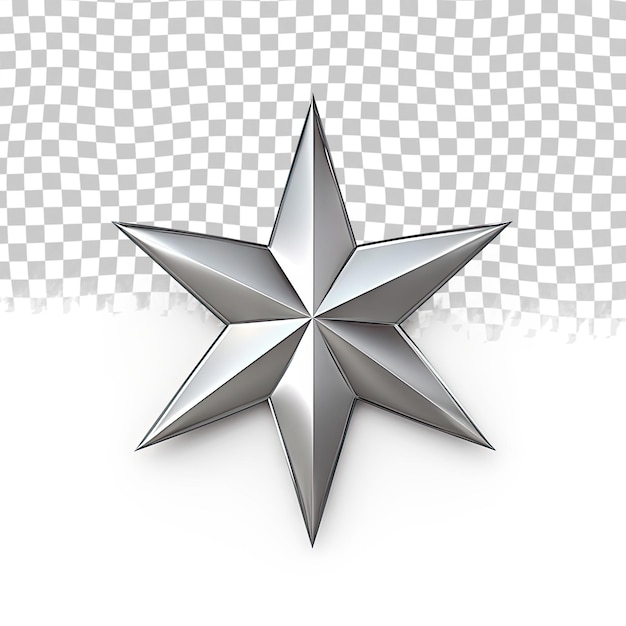 Icône D'étoile Argentée Isolée Sur Un Fond Transparent Rendu 3d