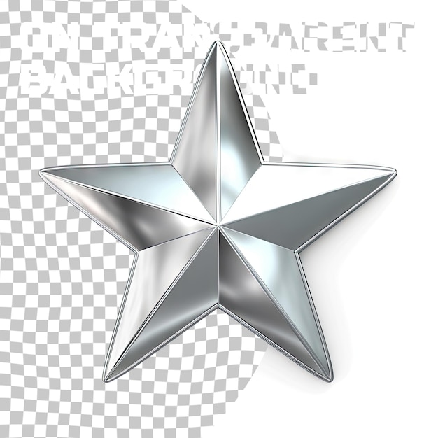 Icône D'étoile Argentée Isolée Sur Un Fond Transparent Rendu 3d