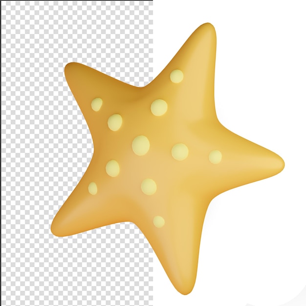 Icône étoile de mer orange de rendu 3D