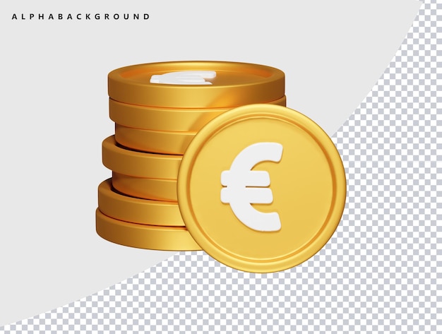 PSD l'icône de l'euro est illustrée par un rendu 3d.