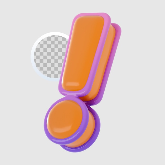 PSD icône d'exclamation de rendu 3d fond transparent