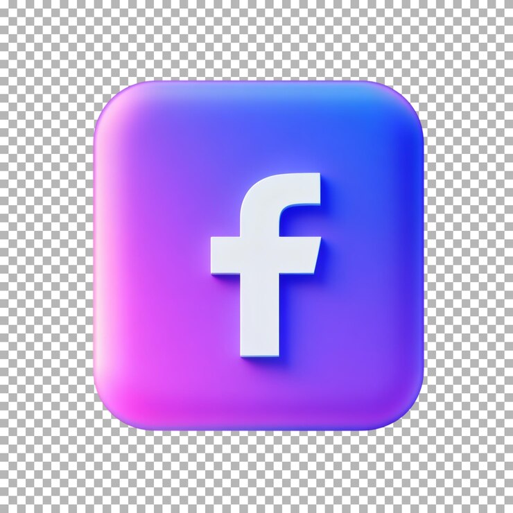 PSD icône facebook 3d isolée sur un fond transparent