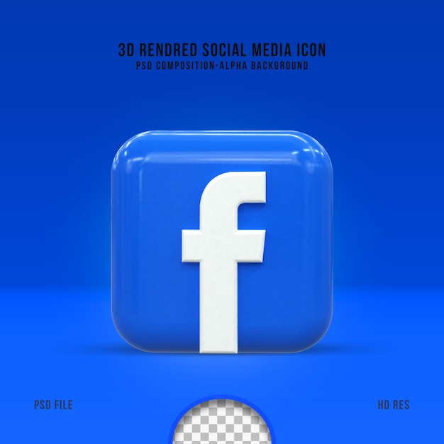 Icône Facebook Des Médias Sociaux 3d Concept 3d De Médias Sociaux Brillant Coloré