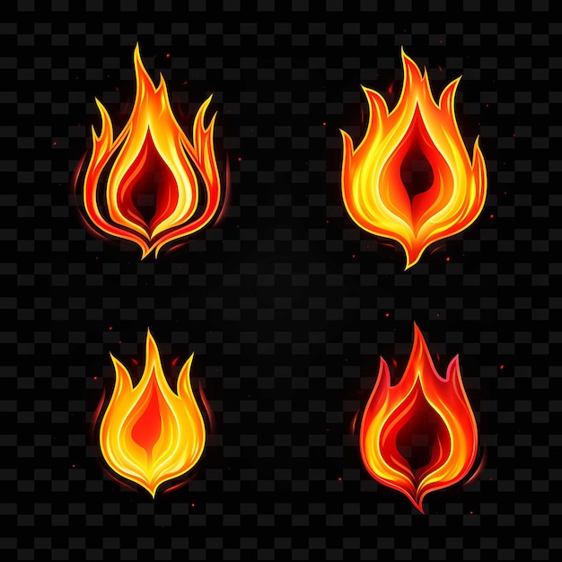 PSD icône de feu png emoji avec des expressions ardentes et intenses o lignes de néon y2k forme accrocheuse