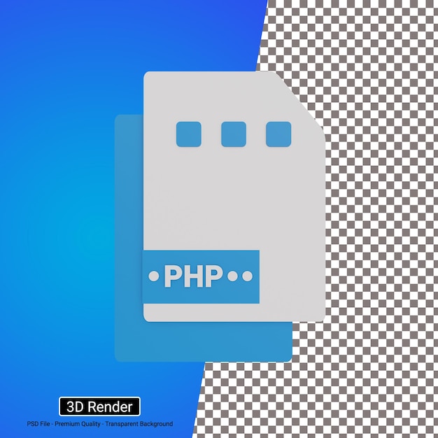 Icône de fichier au format PHP Illustration 3D