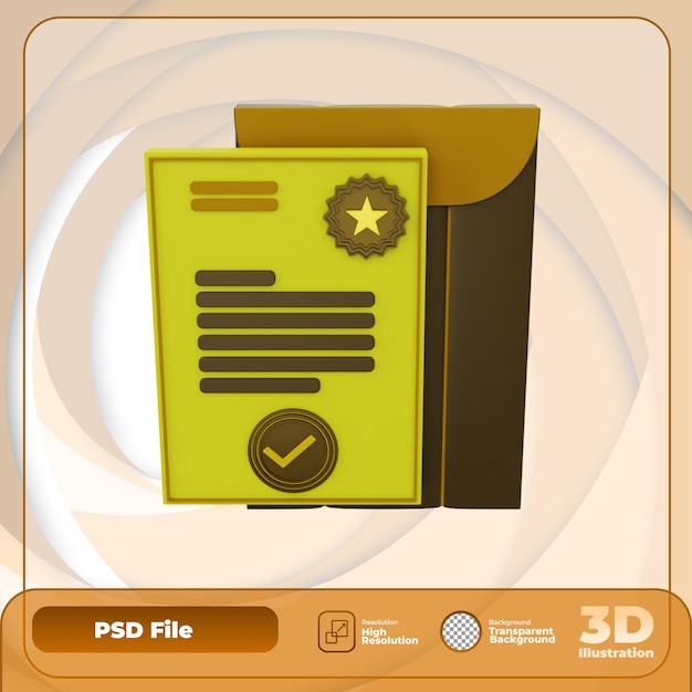 PSD icône de fichier de consentement de rendu 3d illustration