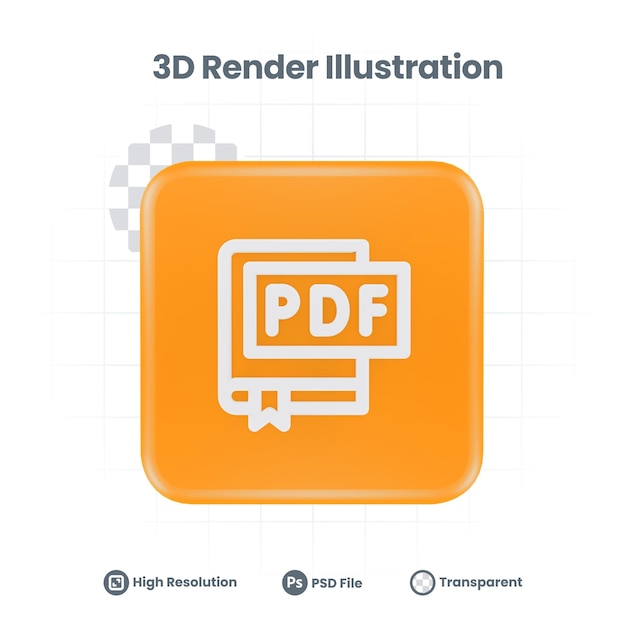 Icône De Fichier Pdf D'illustration 3d Pour La Promotion Des Médias Sociaux De L'application Mobile Web