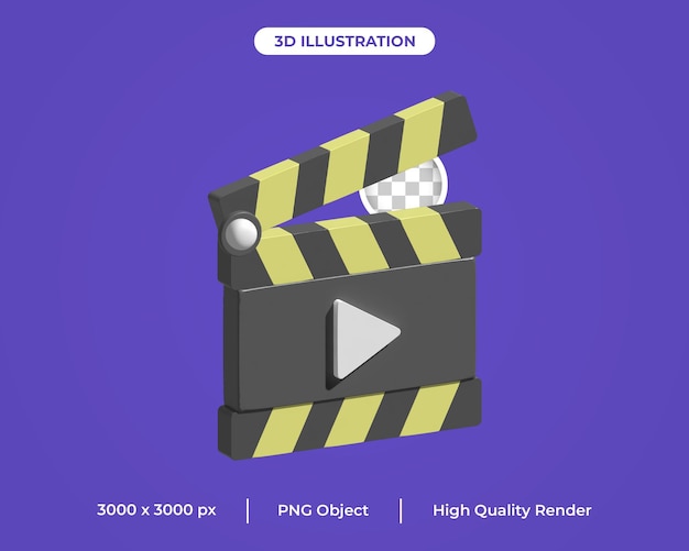Icône de film psd gratuit rendu 3d