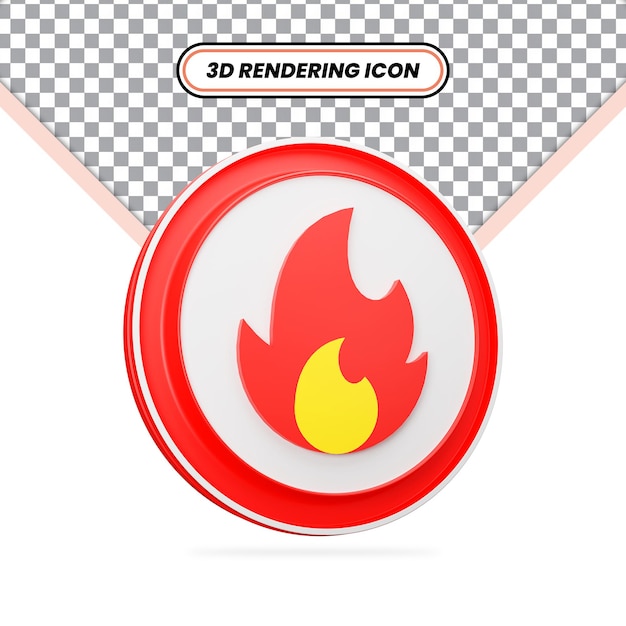 PSD icône de flamme chaude dans l'icône isolée de rendu 3d