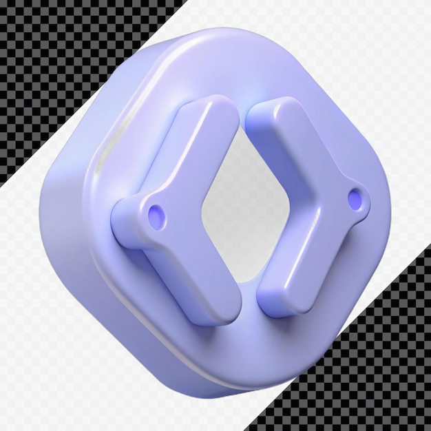Icône de flèche violette 3D avec bordure blanche