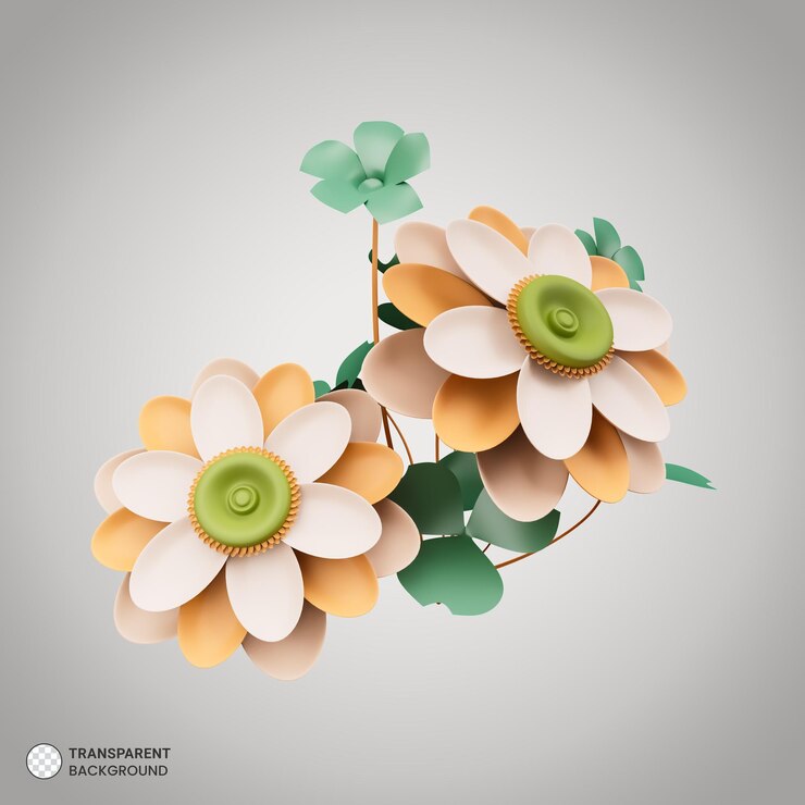 PSD icône de fleur japonaise illustration de rendu 3d