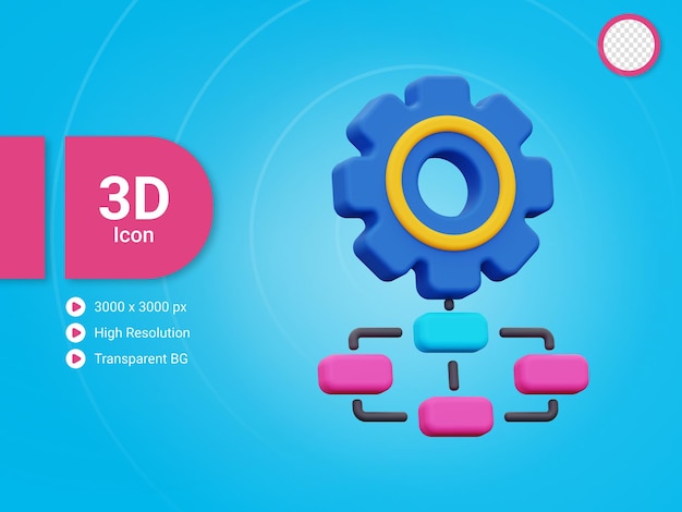 PSD icône de flux de travail 3d