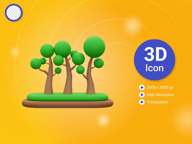 PSD icône de la forêt 3d