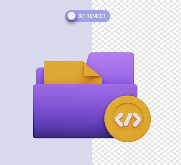 Icône De Format De Fichier De Codage De Dossier Illustration 3d