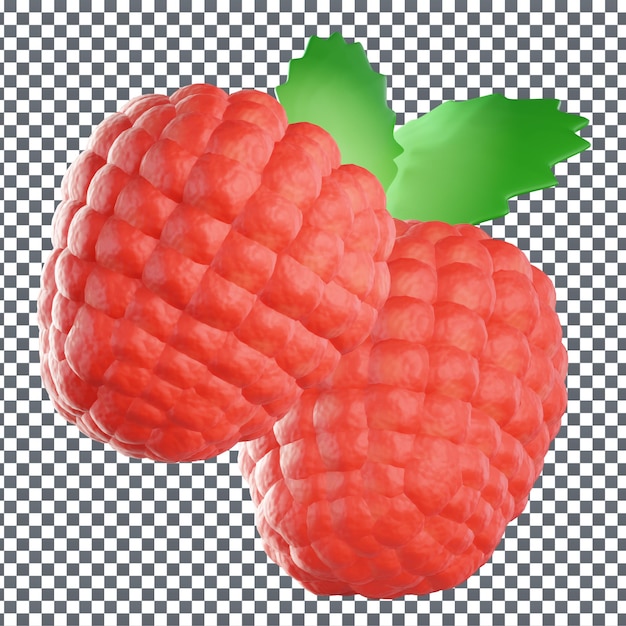 Icône de fraises PSD 3D sur fond isolé et transparent