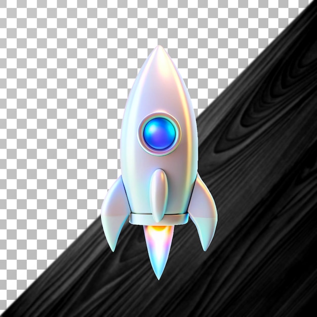 Icône de fusée holographique avec couleur de gradient avec fond transparent