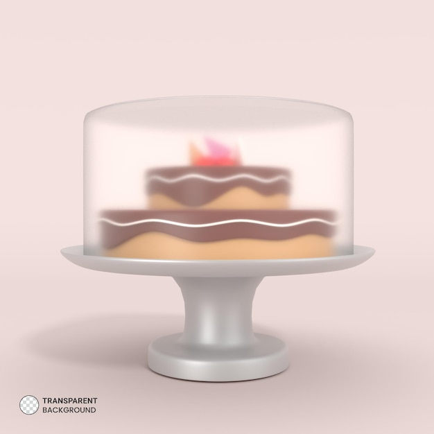 Icône De Gâteau Au Chocolat Rendu 3d Isolé Illustration