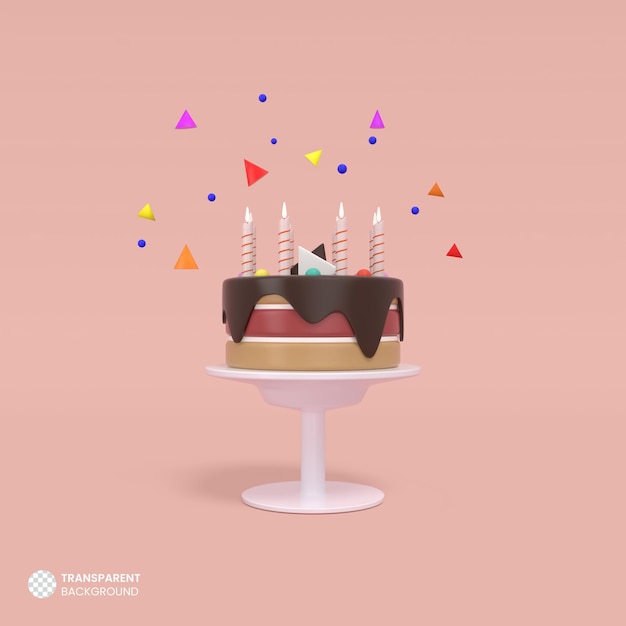 Icône De Gâteau Et De Bougie Illustration De Rendu 3d Isolé