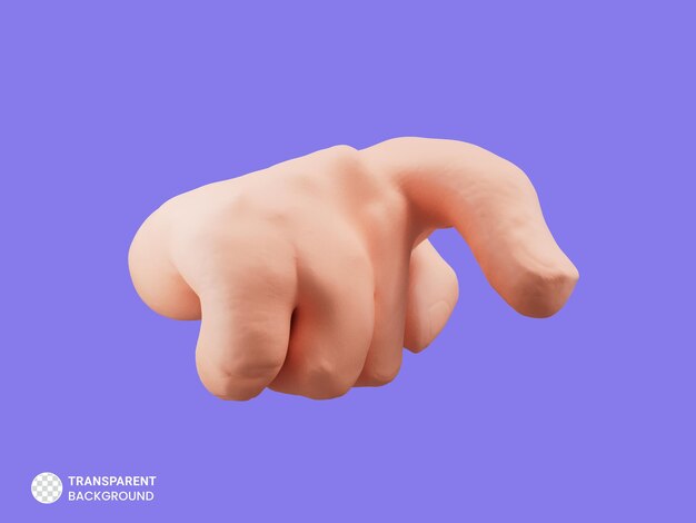 PSD icône de geste de pointage de la main isolé illustration de rendu 3d