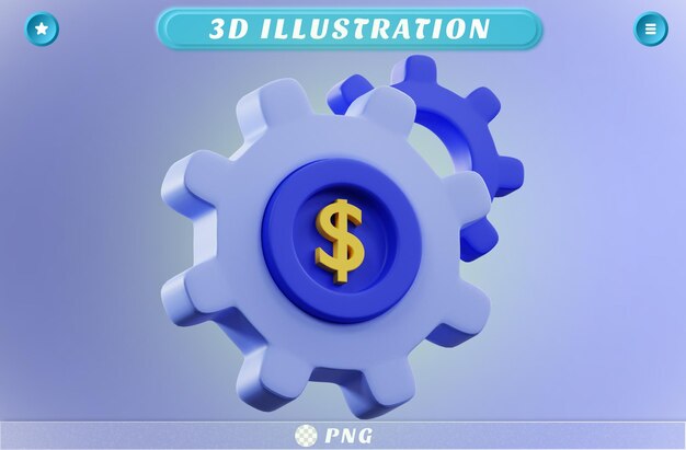 PSD icône de gestion financière de rendu 3d