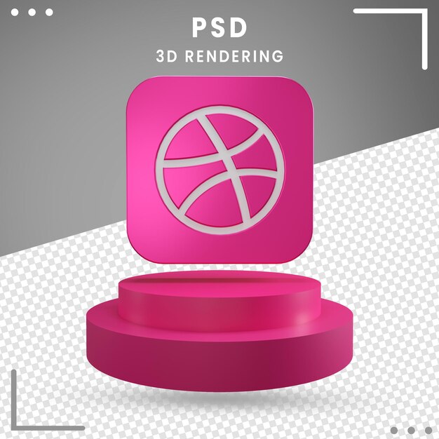 Ícone girado do logotipo 3D Dribbble isolado