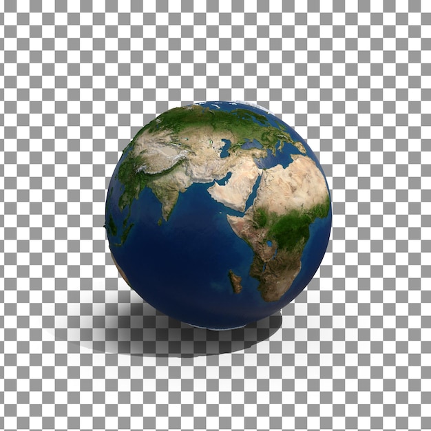 Icône de globe 3D PSD sur fond isolé et transparent