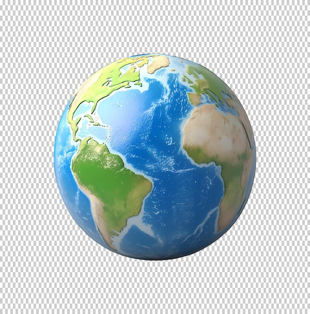 Icône de globe terrestre 3D isolée sur un fond transparent