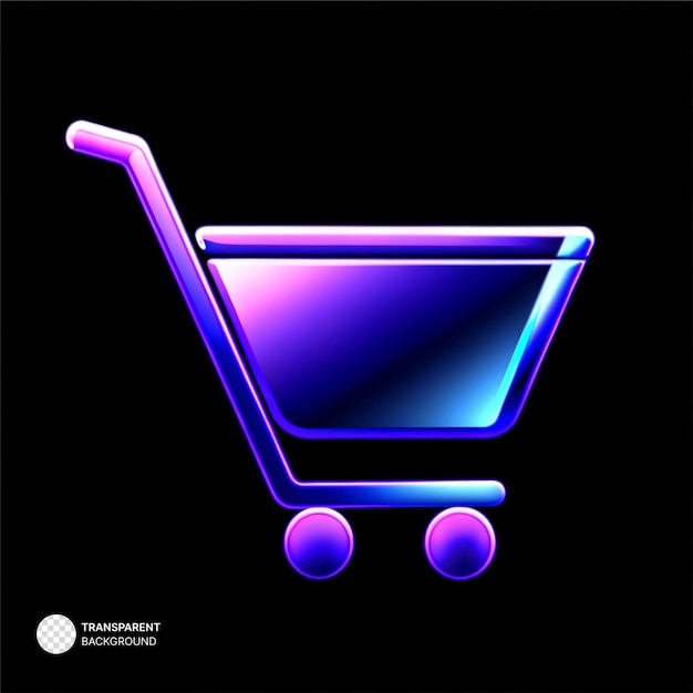 PSD icône de gradient 3d illustration du glassmorphisme du panier d'achat