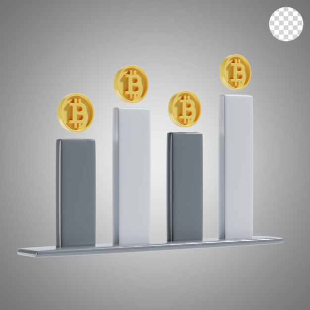 PSD icône de graphique 3d de bitcoin