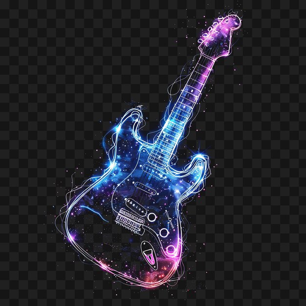 PSD icône de guitare scintillante holographique transparente psd avec le symbole web minimalis en verre 4096px design art