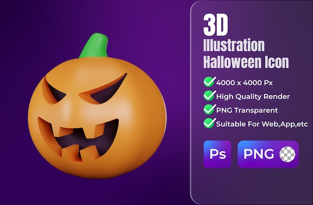 Icône D'halloween Fantasmagorique De Citrouille De Rendu 3d