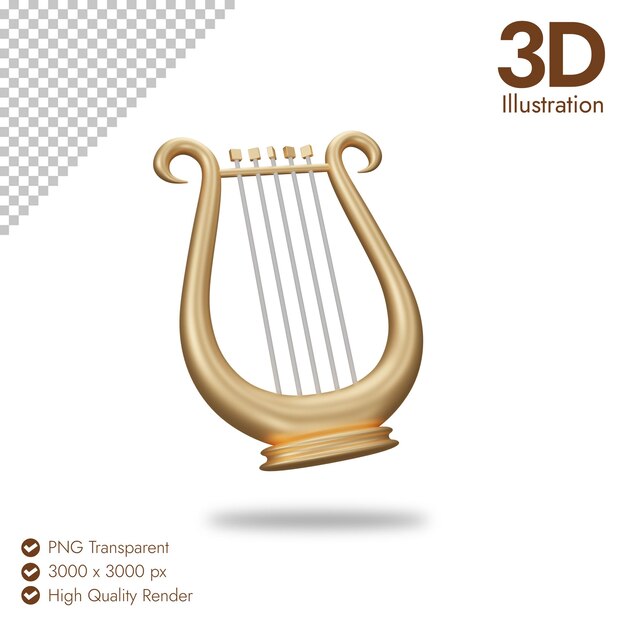 PSD icône de harpe 3d isolée sur fond blanc