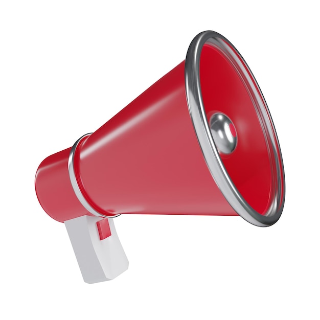 Icône de haut-parleur de mégaphone rouge 3D