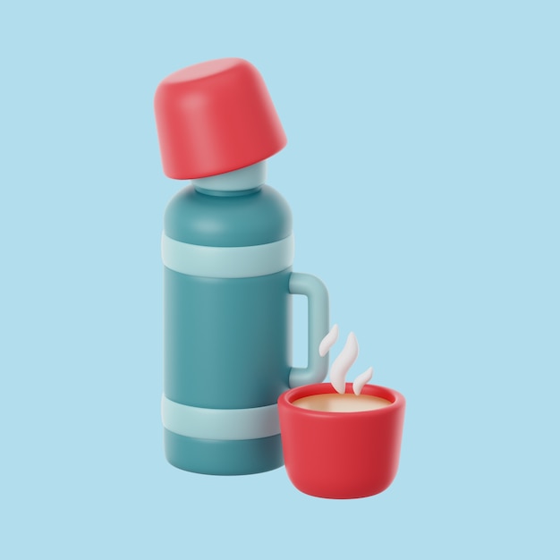 PSD icône d'hiver 3d avec thermos