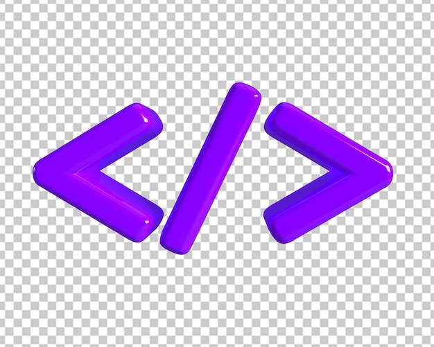 PSD icône html signe violet rendu 3d