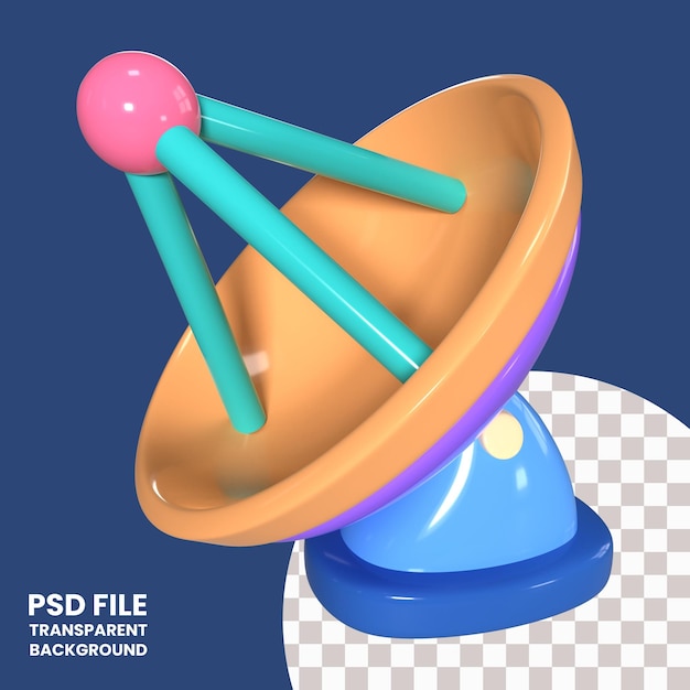 PSD icône d'illustration 3d de l'assiette satellite