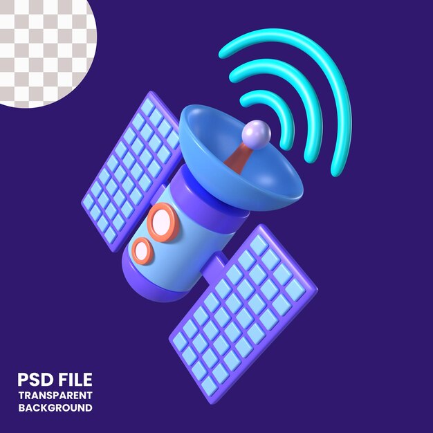 PSD icône d'illustration 3d de l'assiette satellite