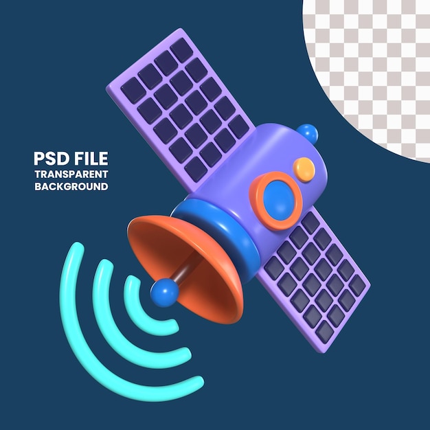 PSD icône d'illustration 3d de l'assiette satellite