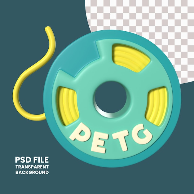 PSD icône d'illustration 3d de bobine de filament petg