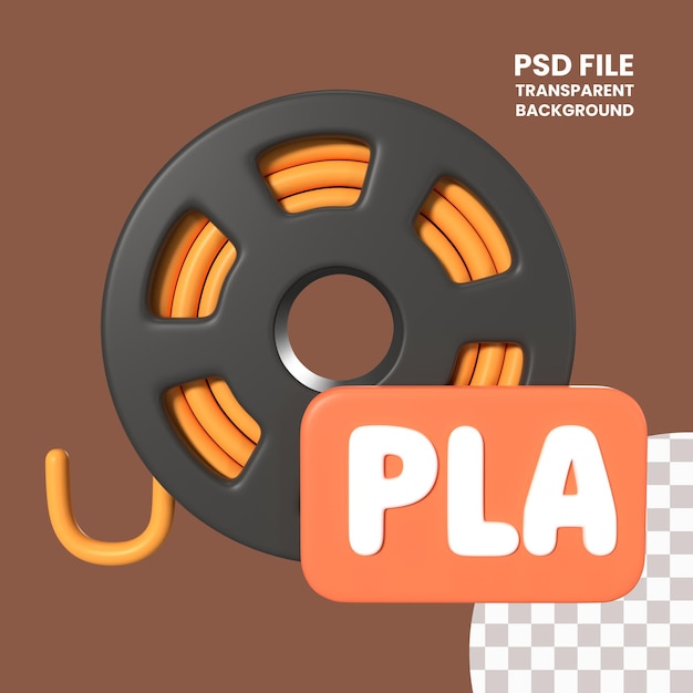PSD icône d'illustration 3d de bobine de filament pla