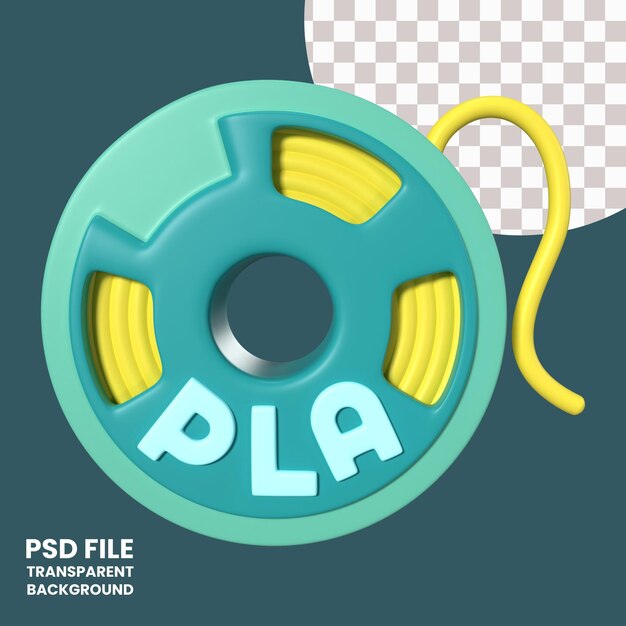 PSD icône d'illustration 3d de bobine de filament pla