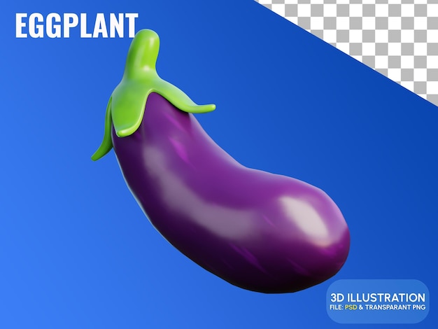 PSD icône d'illustration 3d de concept de légumes aubergines psd premium