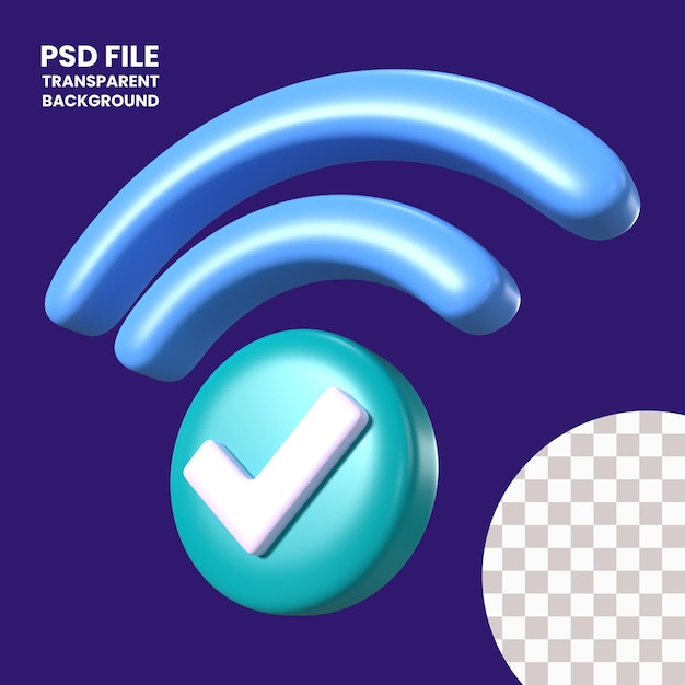 PSD icône d'illustration 3d connectée au wifi