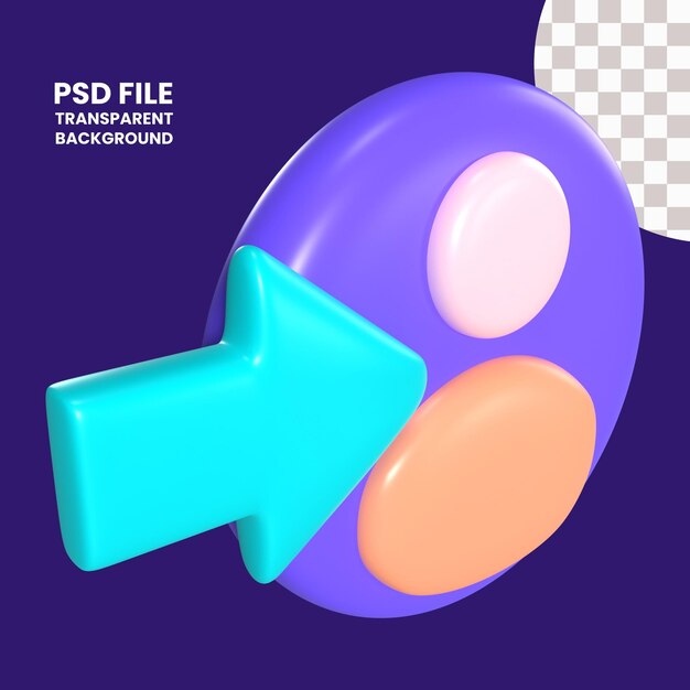 PSD icône d'illustration 3d de connexion